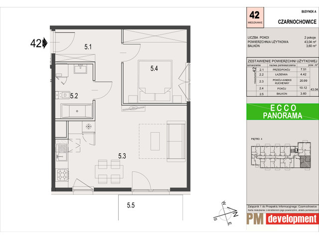Mieszkanie w inwestycji ECCO PANORAMA, symbol A.42 » nportal.pl