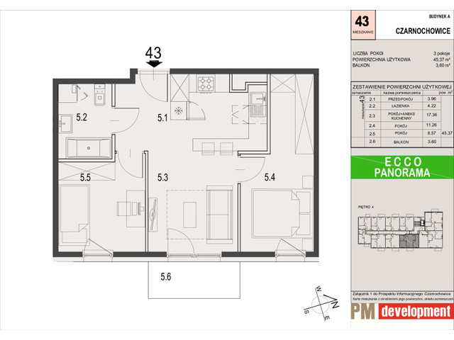 Mieszkanie w inwestycji ECCO PANORAMA, symbol A.43 » nportal.pl