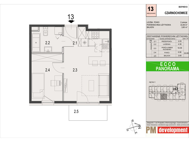 Mieszkanie w inwestycji ECCO PANORAMA, symbol B.13 » nportal.pl