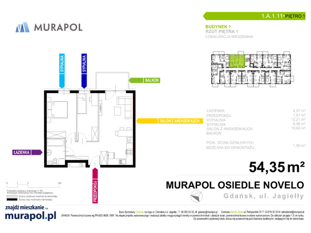 Mieszkanie w inwestycji Murapol Osiedle Novelo, symbol 1.A.1.11 » nportal.pl