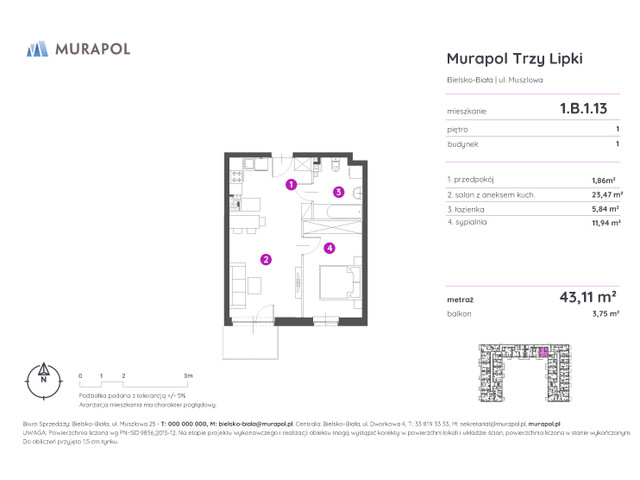 Mieszkanie w inwestycji Murapol Trzy Lipki, symbol 1.B.1.13 » nportal.pl