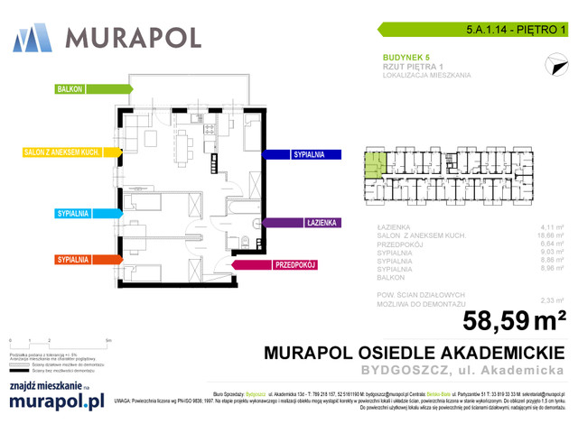 Mieszkanie w inwestycji Murapol Osiedle Akademickie, symbol 5.A.1.14 » nportal.pl