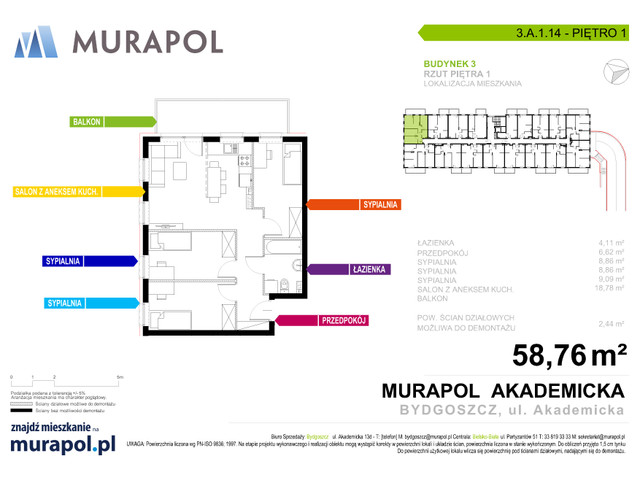 Mieszkanie w inwestycji Murapol Osiedle Akademickie, symbol 3.A.1.14 » nportal.pl