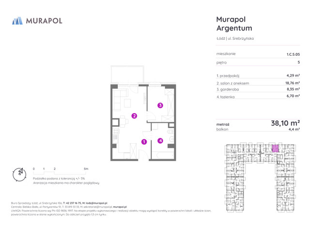 Mieszkanie w inwestycji Murapol Argentum, symbol 1.C.5.05 » nportal.pl