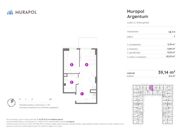 Mieszkanie w inwestycji Murapol Argentum, symbol 1.B.7.11 » nportal.pl