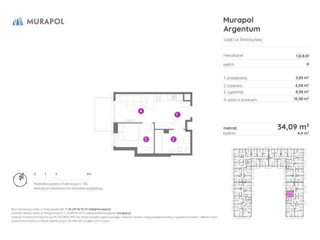 Mieszkanie w inwestycji Murapol Argentum, symbol 1.D.8.01 » nportal.pl