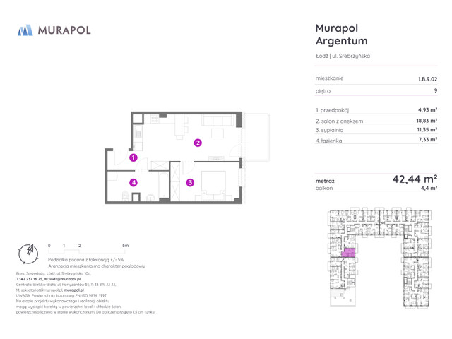 Mieszkanie w inwestycji Murapol Argentum, symbol 1.B.9.02 » nportal.pl