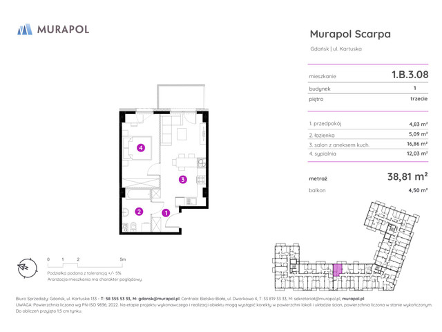Mieszkanie w inwestycji Murapol Scarpa, symbol 1.B.3.08 » nportal.pl