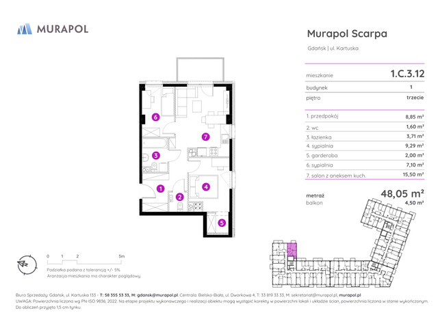 Mieszkanie w inwestycji Murapol Scarpa, symbol 1.C.3.12 » nportal.pl