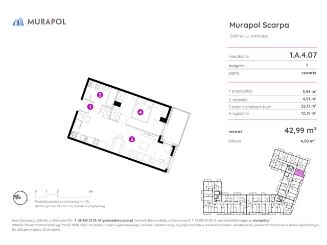 Mieszkanie w inwestycji Murapol Scarpa, symbol 1.A.4.07 » nportal.pl