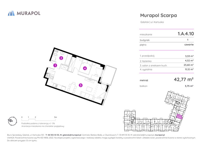 Mieszkanie w inwestycji Murapol Scarpa, symbol 1.A.4.10 » nportal.pl