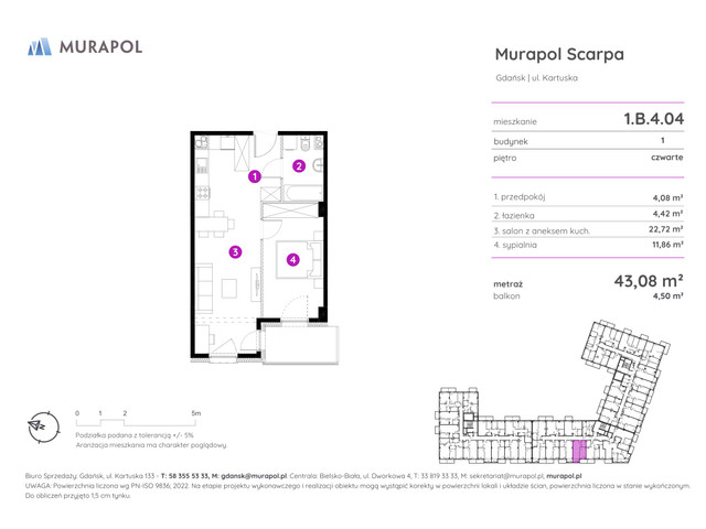 Mieszkanie w inwestycji Murapol Scarpa, symbol 1.B.4.04 » nportal.pl