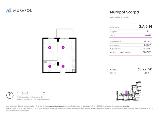 Mieszkanie w inwestycji Murapol Scarpa, symbol 2.A.2.14 » nportal.pl