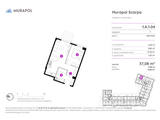 Mieszkanie w inwestycji Murapol Scarpa, symbol 1.A.1.04 » nportal.pl