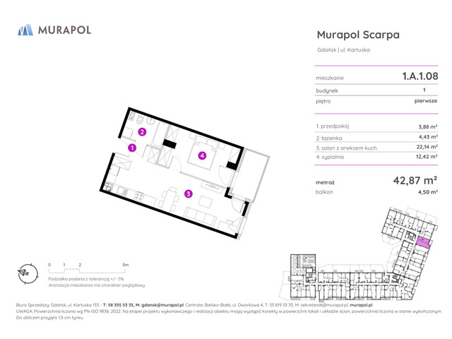 Mieszkanie w inwestycji Murapol Scarpa, symbol 1.A.1.08 » nportal.pl