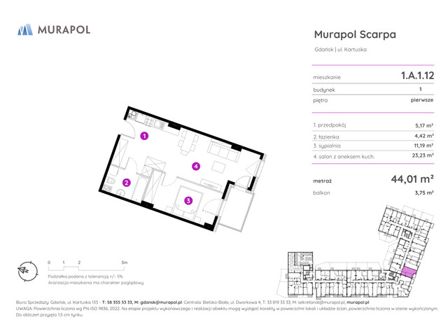 Mieszkanie w inwestycji Murapol Scarpa, symbol 1.A.1.12 » nportal.pl