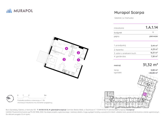 Mieszkanie w inwestycji Murapol Scarpa, symbol 1.A.1.14 » nportal.pl