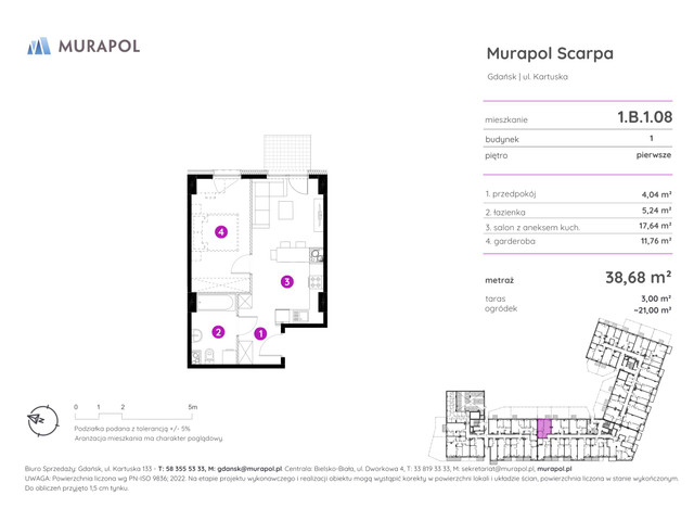 Mieszkanie w inwestycji Murapol Scarpa, symbol 1.B.1.08 » nportal.pl