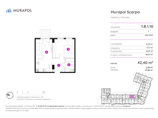 Mieszkanie w inwestycji Murapol Scarpa, symbol 1.B.1.10 » nportal.pl
