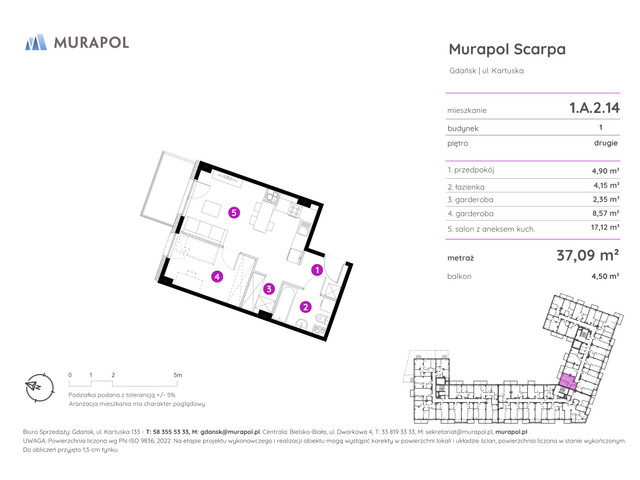 Mieszkanie w inwestycji Murapol Scarpa, symbol 1.A.2.14 » nportal.pl