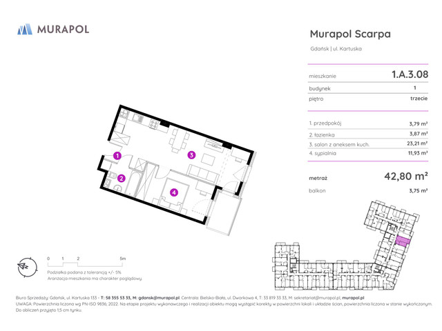 Mieszkanie w inwestycji Murapol Scarpa, symbol 1.A.3.08 » nportal.pl