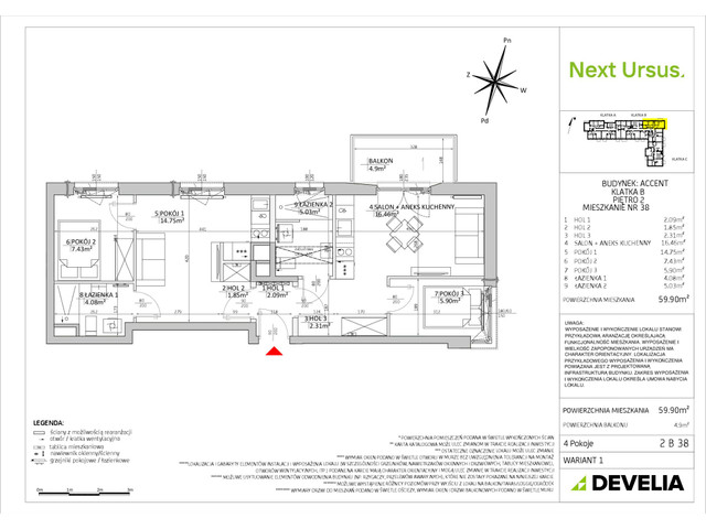 Mieszkanie w inwestycji Next Ursus, symbol NU-Accent-LM-2.B.38 » nportal.pl