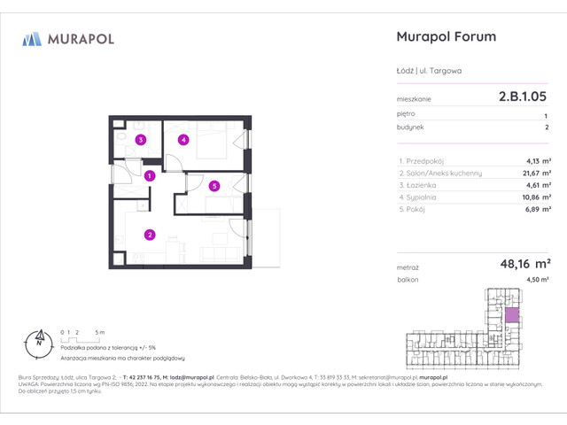 Mieszkanie w inwestycji Murapol Forum, symbol 2.B.1.05 » nportal.pl