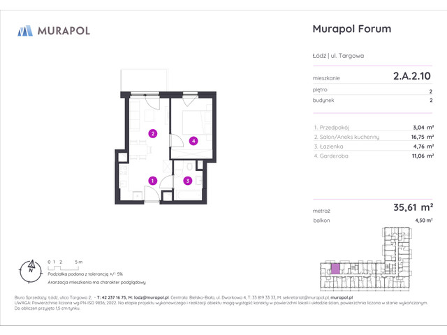 Mieszkanie w inwestycji Murapol Forum, symbol 2.A.2.10 » nportal.pl