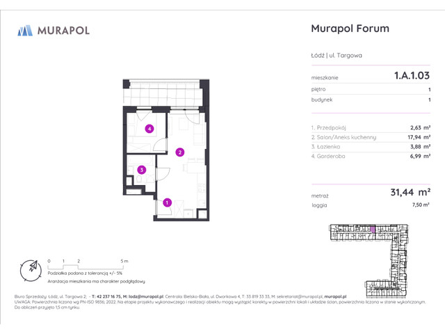 Mieszkanie w inwestycji Murapol Forum, symbol 1.A.1.03 » nportal.pl