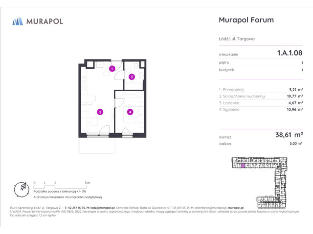 Mieszkanie w inwestycji Murapol Forum, symbol 1.A.1.08 » nportal.pl