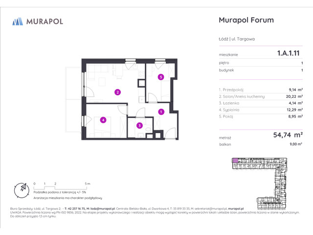 Mieszkanie w inwestycji Murapol Forum, symbol 1.A.1.11 » nportal.pl
