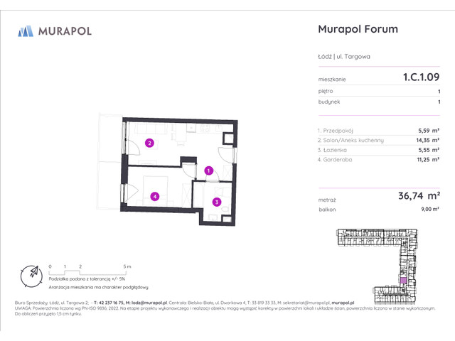 Mieszkanie w inwestycji Murapol Forum, symbol 1.C.1.09 » nportal.pl