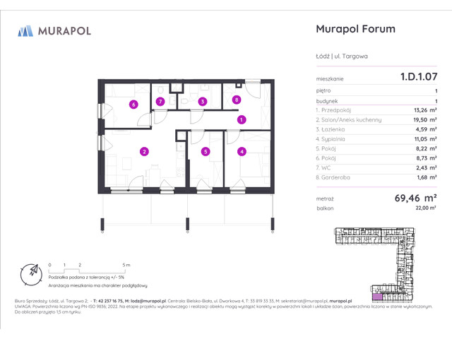 Mieszkanie w inwestycji Murapol Forum, symbol 1.D.1.07 » nportal.pl