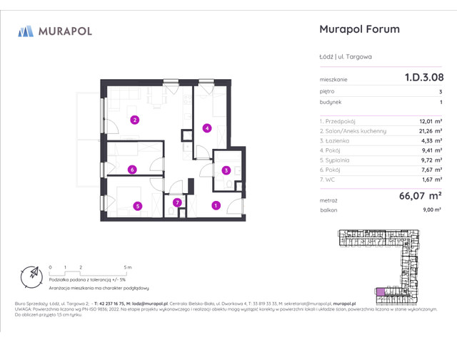 Mieszkanie w inwestycji Murapol Forum, symbol 1.D.3.08 » nportal.pl