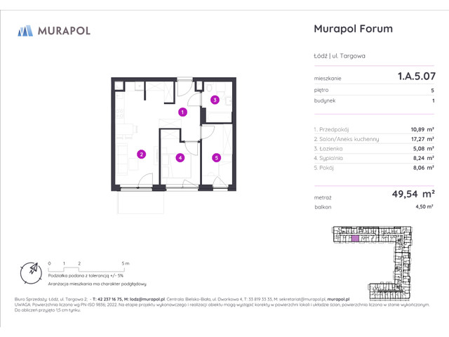 Mieszkanie w inwestycji Murapol Forum, symbol 1.A.5.07 » nportal.pl