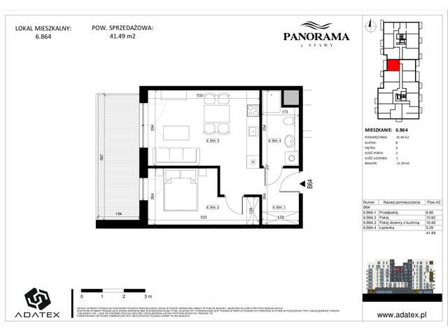 Mieszkanie w inwestycji Panorama 3 Stawy, symbol 6.B64 » nportal.pl