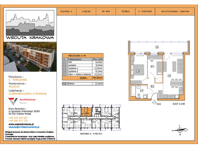 Mieszkanie w inwestycji Weduta Krakowa, symbol M44 » nportal.pl