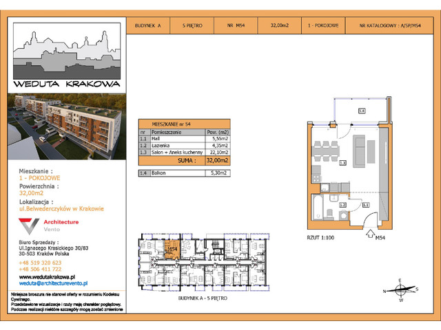 Mieszkanie w inwestycji Weduta Krakowa, symbol M54 » nportal.pl
