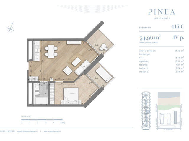 Mieszkanie w inwestycji PINEA Apartments | Apartamenty tuż pr..., budynek PINEA/ apartament tuż przy plaży, gotowy do odbioru, symbol 415 » nportal.pl