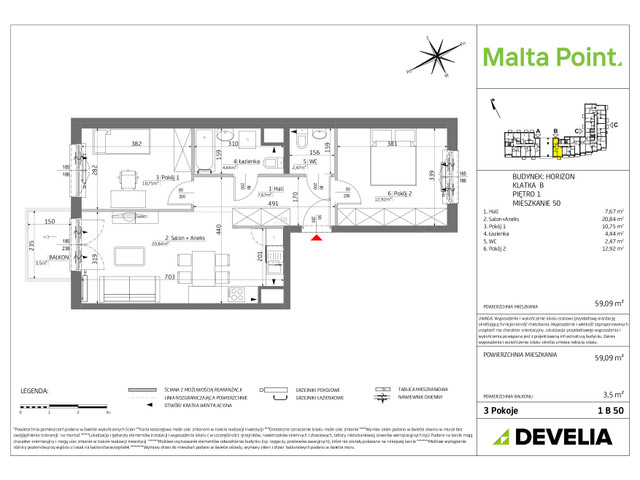 Mieszkanie w inwestycji Malta Point - Horizon i Zephir, symbol MP3-Horizon-LM-1B50 » nportal.pl