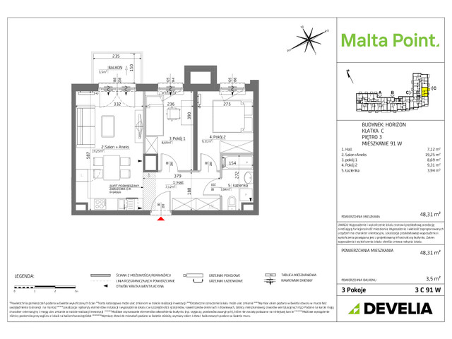Mieszkanie w inwestycji Malta Point - Horizon i Zephir, symbol MP3-Horizon-LM-3C91 » nportal.pl