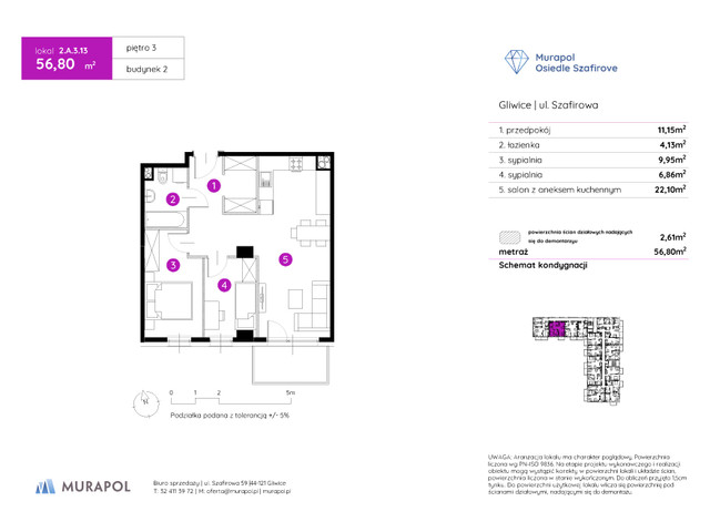 Mieszkanie w inwestycji Murapol Osiedle Szafirove, symbol 2.A.3.13 » nportal.pl
