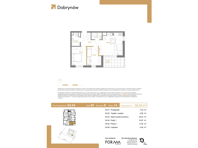 Mieszkanie w inwestycji DOBRYNÓW, symbol D3.04 » nportal.pl