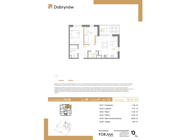 Mieszkanie w inwestycji DOBRYNÓW, symbol H3.04 » nportal.pl
