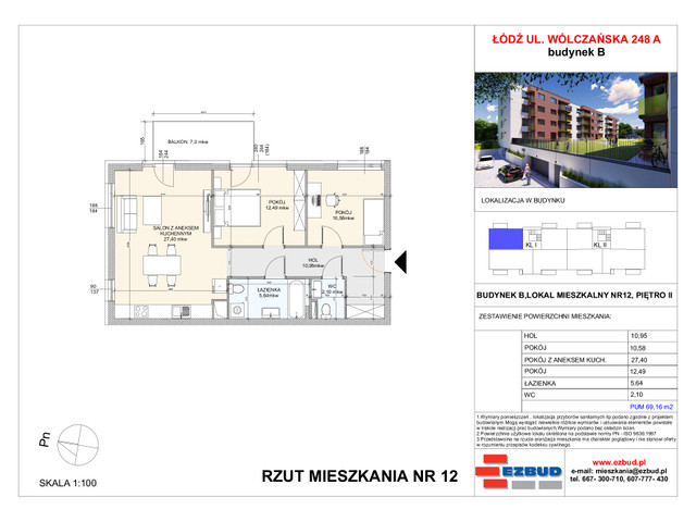 Mieszkanie w inwestycji Wólczańska 248 Budynek B, symbol 12 » nportal.pl
