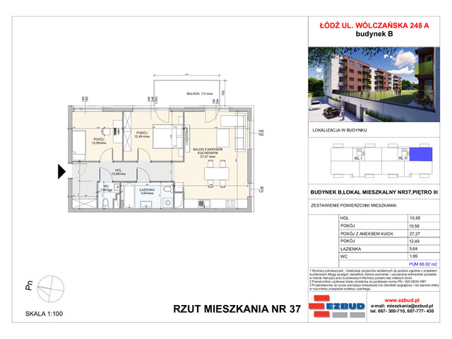 Mieszkanie w inwestycji Wólczańska 248 Budynek B, symbol 37 » nportal.pl