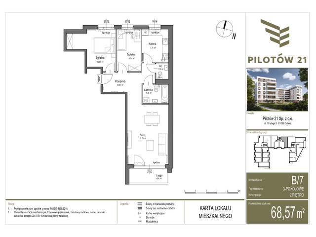 Mieszkanie w inwestycji PILOTÓW 21, symbol B/7 » nportal.pl