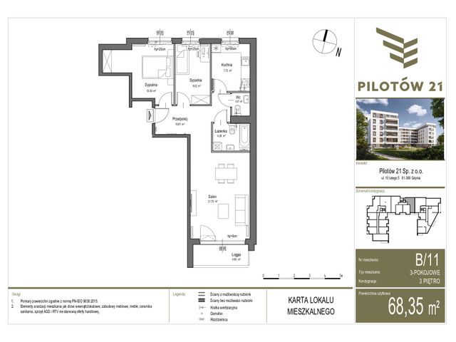 Mieszkanie w inwestycji PILOTÓW 21, symbol B/11 » nportal.pl