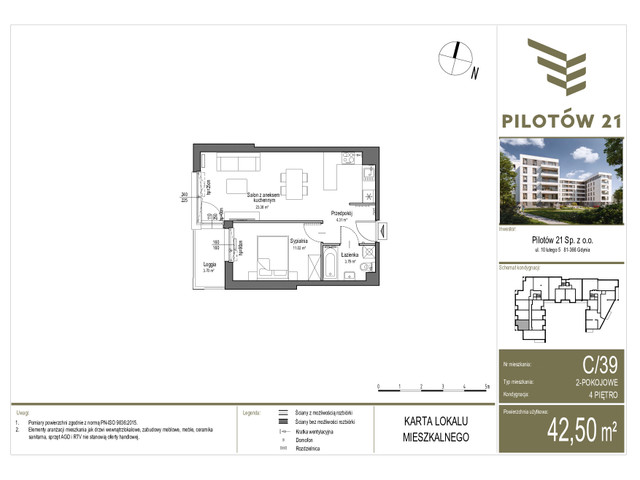 Mieszkanie w inwestycji PILOTÓW 21, budynek Rezerwacja, symbol C/39 » nportal.pl