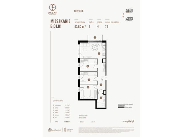 Mieszkanie w inwestycji OCEAN APARTMENTS, budynek Rezerwacja, symbol B.01.01 » nportal.pl